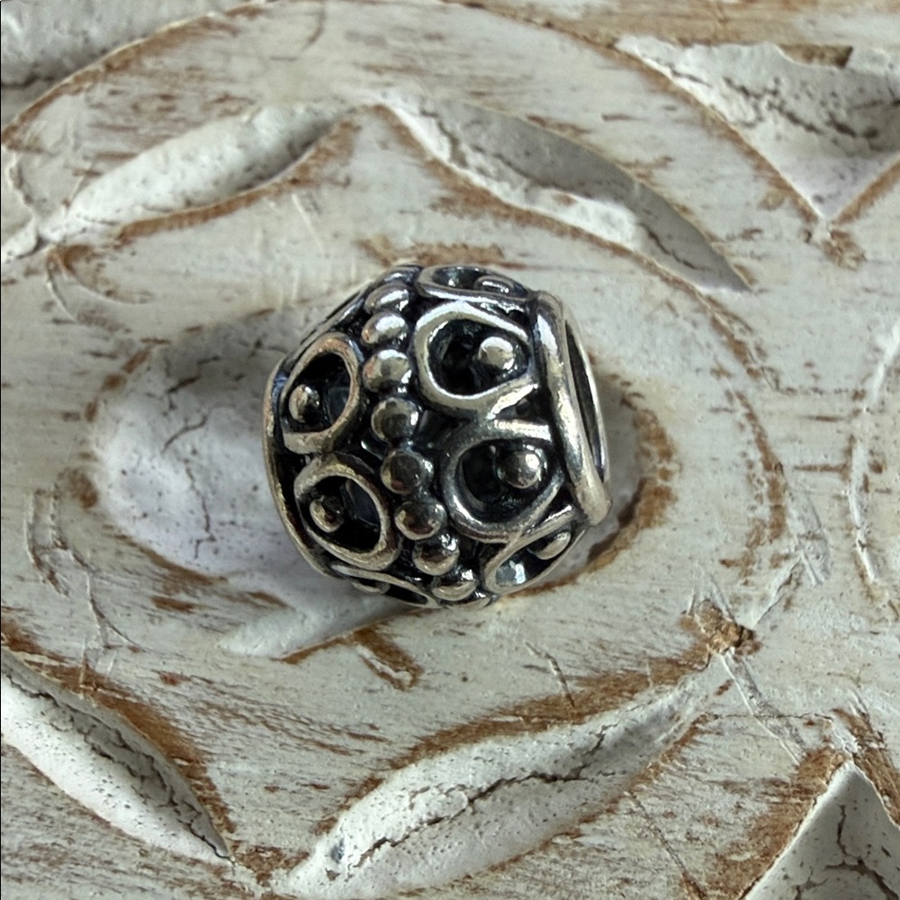 Pandora Silver Textured Silver Lining Openworks Bead Charm